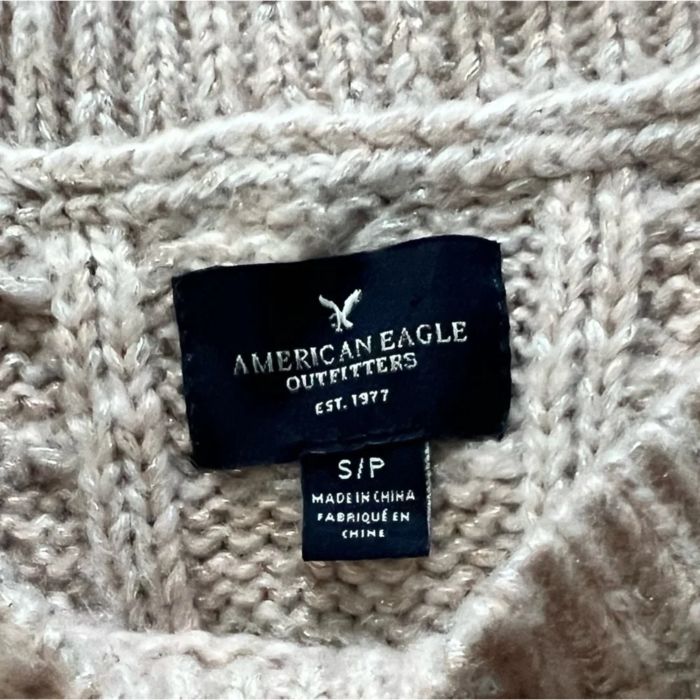 American Eagle Fishermen Cable Knit Sweater Metallic Pink size Small